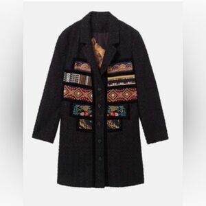 Desigual vintage Tyrolean Overcoat Size 40 Large/ Medium Black